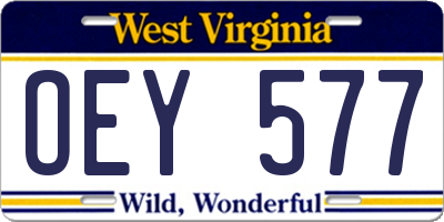 WV license plate OEY577