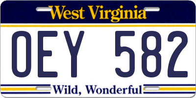 WV license plate OEY582