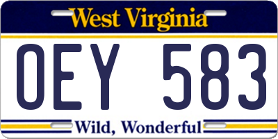 WV license plate OEY583