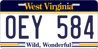 WV license plate OEY584