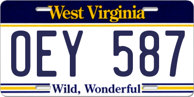 WV license plate OEY587