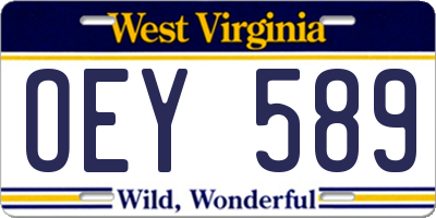 WV license plate OEY589