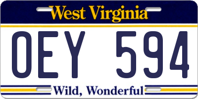 WV license plate OEY594
