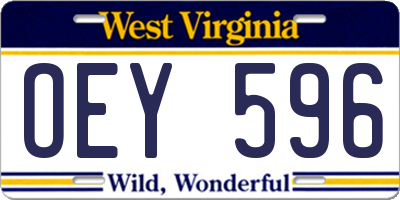 WV license plate OEY596