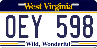 WV license plate OEY598