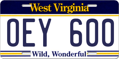 WV license plate OEY600
