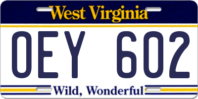 WV license plate OEY602