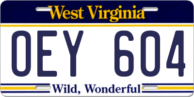 WV license plate OEY604