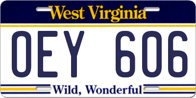 WV license plate OEY606