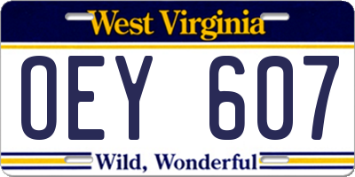 WV license plate OEY607