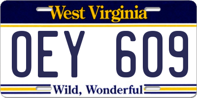 WV license plate OEY609