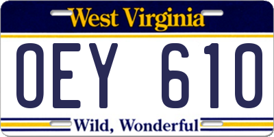 WV license plate OEY610