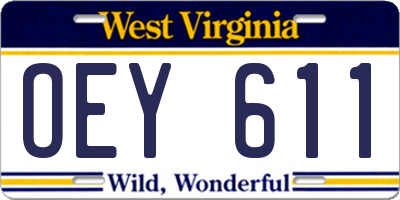 WV license plate OEY611
