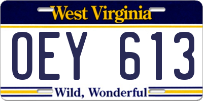 WV license plate OEY613