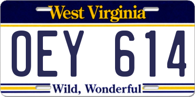 WV license plate OEY614
