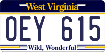 WV license plate OEY615