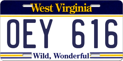 WV license plate OEY616