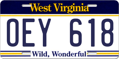WV license plate OEY618