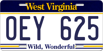 WV license plate OEY625