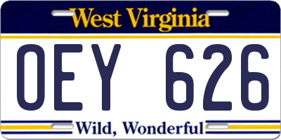 WV license plate OEY626