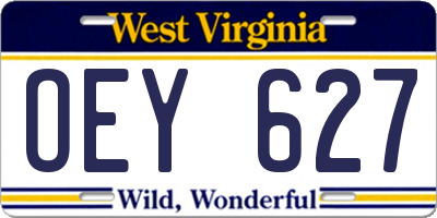 WV license plate OEY627