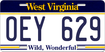 WV license plate OEY629