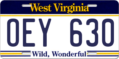 WV license plate OEY630
