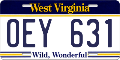 WV license plate OEY631