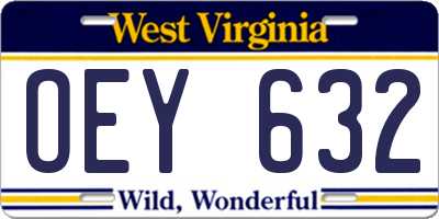 WV license plate OEY632