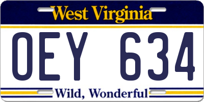 WV license plate OEY634