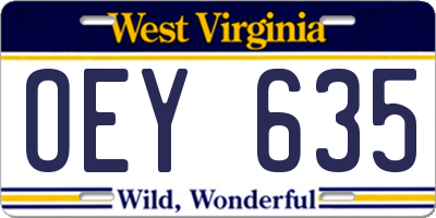 WV license plate OEY635