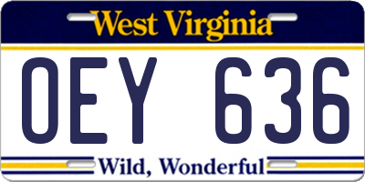 WV license plate OEY636