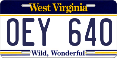 WV license plate OEY640