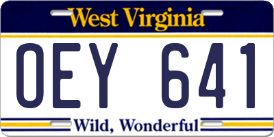WV license plate OEY641