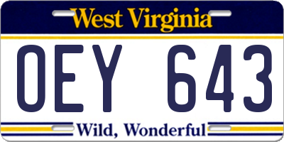 WV license plate OEY643