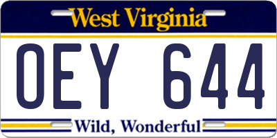 WV license plate OEY644