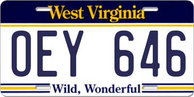 WV license plate OEY646