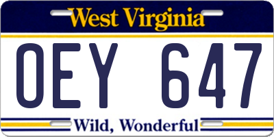 WV license plate OEY647