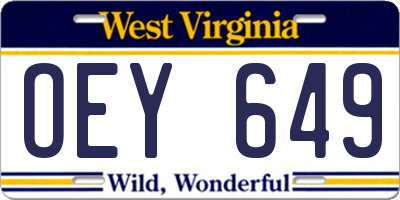 WV license plate OEY649