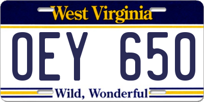 WV license plate OEY650