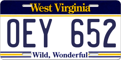 WV license plate OEY652