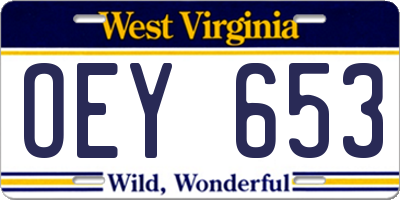 WV license plate OEY653