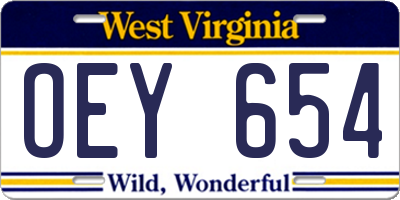 WV license plate OEY654