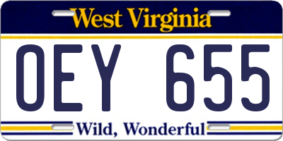 WV license plate OEY655