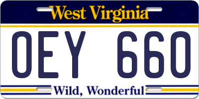 WV license plate OEY660
