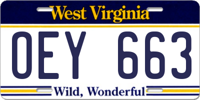 WV license plate OEY663