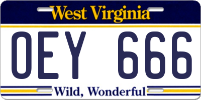 WV license plate OEY666