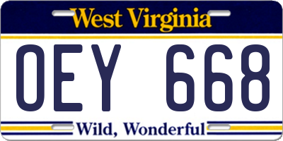 WV license plate OEY668