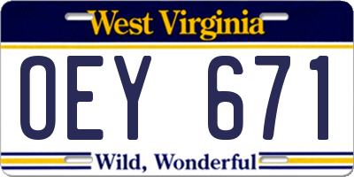 WV license plate OEY671