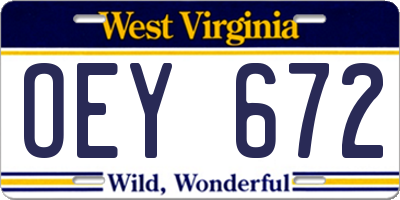 WV license plate OEY672